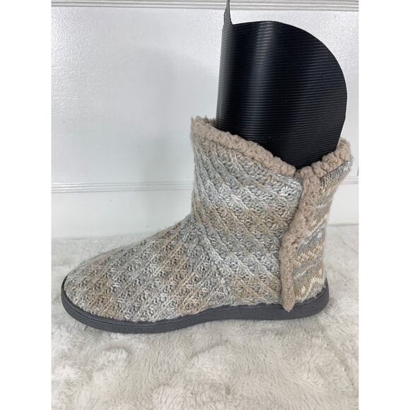 Muk Luks Womens Short Boot Slippers Size L (9-10) Cozy Knit Faux Shearling Lined - Picture 6 of 10